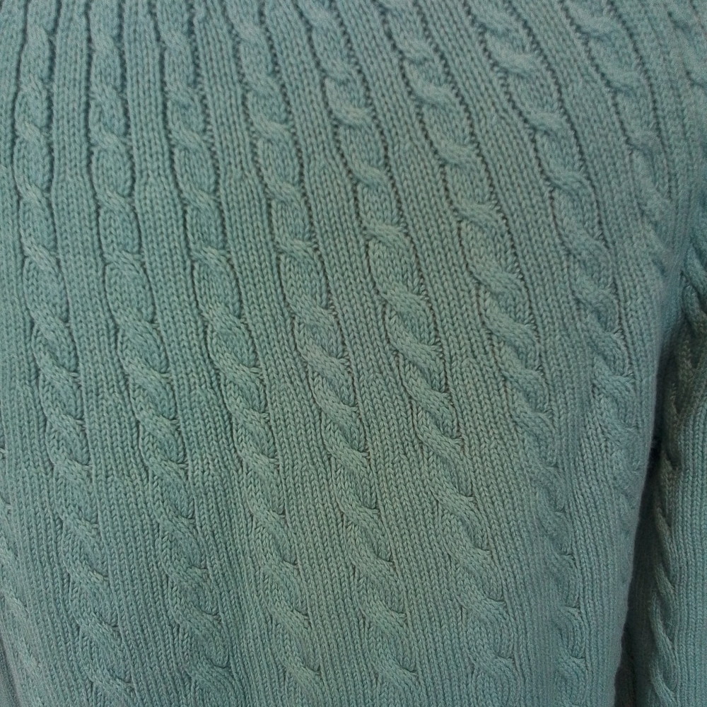 Talbots sea foam green cable knit 3/4 sleeved sweater XL - Picture 5 of 6